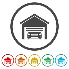 Automatic garage door icons set