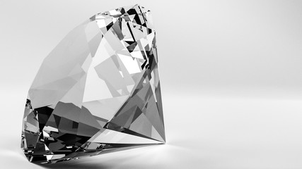 3d render of diamond in monochrome and white background