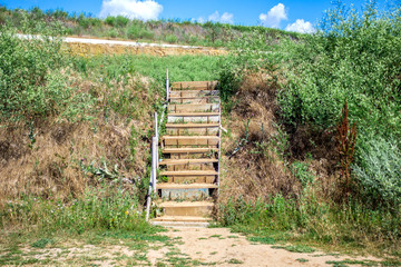 New stairway on a public beach. Stairs To The Beach
