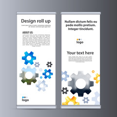 Roll up business banner design vertical template vector.