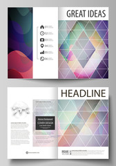 Fototapeta premium Business templates for bi fold brochure, magazine, flyer, booklet, annual report. Cover design template, flat style vector layout in A4 size. Colorful pattern with shapes forming abstract background