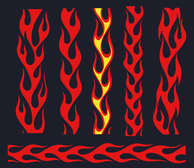 Red flame elements for the endless border