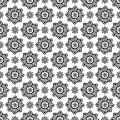 Flower mandala seamless pattern in hand drawn style