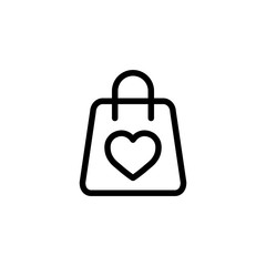 Fototapeta na wymiar purse with heart line black icon
