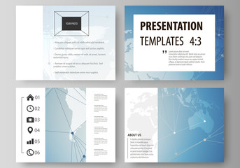 The minimalistic abstract vector illustration of the editable layout of the presentation slides design business templates. Polygonal geometric linear texture. Global network, dig data concept.
