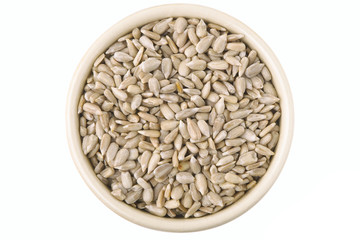 Hulled sunflower seeds in a pot