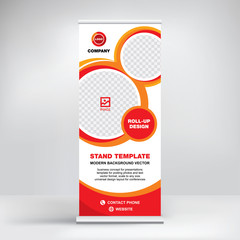 Banner template for advertising, modern colorful design, roll-up stand vector