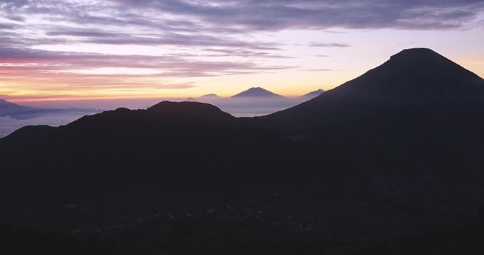 Beautiful time lapse footage of sunrise view from mount Prau in Dieng Plateau, Wonosobo, Central Java, Indonesia. Shot in 4k resolution