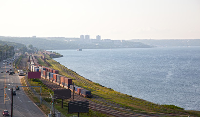 Halifax, Nova Scotia with ocean and train