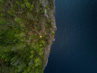Aerial view of a camping 
