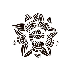 Flower mandala in hand drawn style. Vector illustration