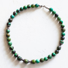 old necklace from natural turquoise beads