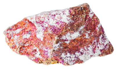 raw red Chalcopyrite stone isolated