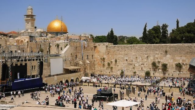 Western Wall in Jerusalem also known as Wailing Wall or Kotel in Jerusalem. The Western Wall is sacred place for all jewish an christians in the world. People come to pray and put notes to the wall.