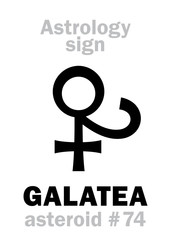 Astrology Alphabet: GALATEA, asteroid #74. Hieroglyphics character sign (single symbol).