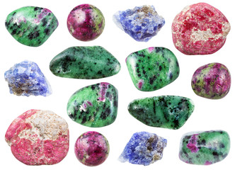 collection of various zoisite gemstones