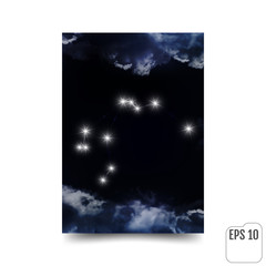 Aquarius Constellation. Zodiac Sign Aquarius constellation lines. The constellation is seen through the clouds in the night sky. Vector