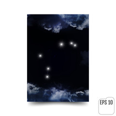 Aries Zodiac Sign Stars on the Cosmic Sky. Vector illustration of Aries four star in a cosmic background. The constellation is seen through the clouds in the night sky. Vector