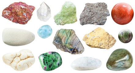 various specimens on natural mineral rocks