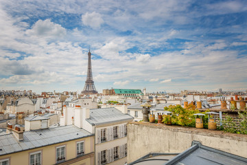 vue sur les toits de paris et la tour eiffel