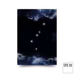  Cancer constellation. Cancer zodiac symbol.  The constellation is seen through the clouds in the night sky. Vector