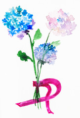 bouquet from fresh hortensia flowers