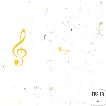 Vector abstract musical background. gold music notes