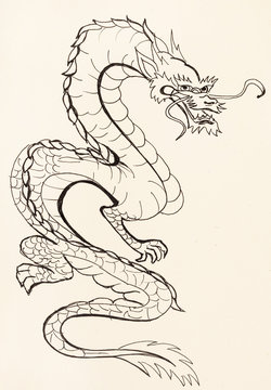 dragon on ivory colored paper