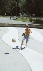 Boy with soccer ball in the park