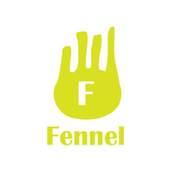 Kids alphabet in flat style. F - Fehhel