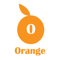 Kids alphabet in flat style. O - orange