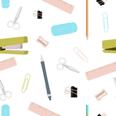 Education seamless pattern in flat style