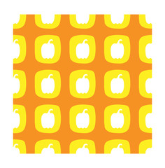 Yellow pepper seamless pattern in flat style.