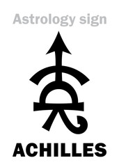 Astrology Alphabet: ACHILLES, asteroid #588. Hieroglyphics character sign (original single symbol).