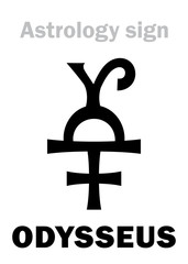 Astrology Alphabet: ODYSSEUS (Ulysses), asteroid #1143. Hieroglyphics character sign (original single symbol).