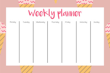 Weekly planner in vector