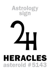 Astrology Alphabet: HERACLES (Hercules), asteroid #5143. Hieroglyphics character sign (single symbol).