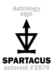 Astrology Alphabet: SPARTACUS, asteroid #2579. Hieroglyphics character sign (single symbol).