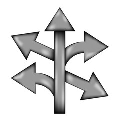 Straight, left and right arrow sign icon.