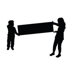 children silhouette hold card illustration © dramaj
