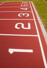 Lane starting numbers on running track