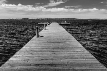 black and white dock