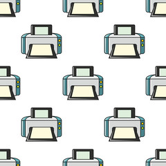 Printer seamless pattern in cartoon style isolated on white background vector illustration