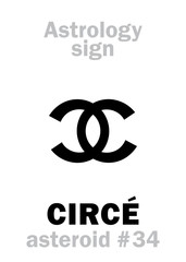 Astrology Alphabet: CIRCÉ, asteroid #34. Hieroglyphics character sign (single symbol).