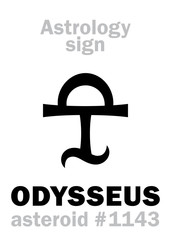 Astrology Alphabet: ODYSSEUS (Ulixes), asteroid #1143. Hieroglyphics character sign (single symbol).