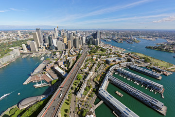 Sydney CBD and Barangaroo viewed from above Dawes Point