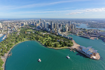 Naklejka premium Sydney CBD and Royal Botanic Gardens viewed from the north-east