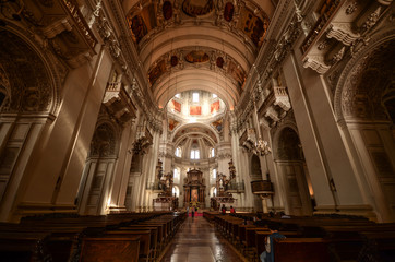 Fototapeta premium The Catholic Cathedral at the Baroque Old Town, Salzburg Old Town, Austria