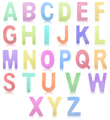 colorful Set of Wooden alphabet letters.