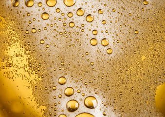 Close up Bubble froth of beer for background on top view
